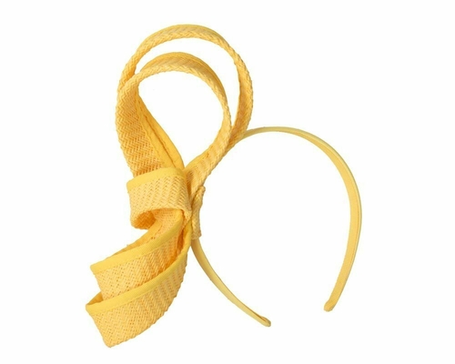 Bright yellow racing fascinator on band  MA700Y