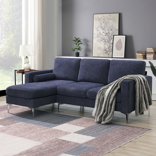 86" Convertible Sectional Sofa, Modern Chenille Fabric Sectional Sofa,