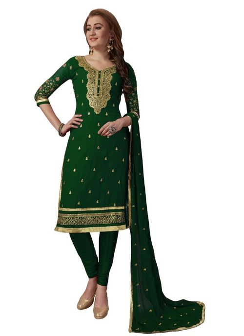 Generic Women's Georgette Salwar Material (Green,