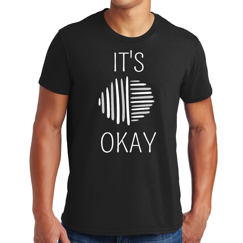 Mens Graphic T-shirt Say it Soul - its Okay - Grey and White Line Art