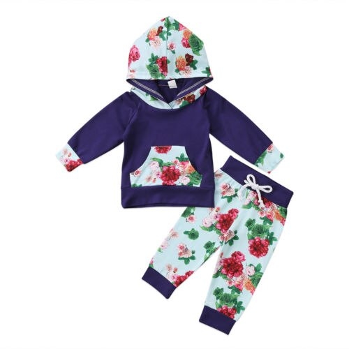 Cute Toddler Baby Long Sleeve Hooded Floral T