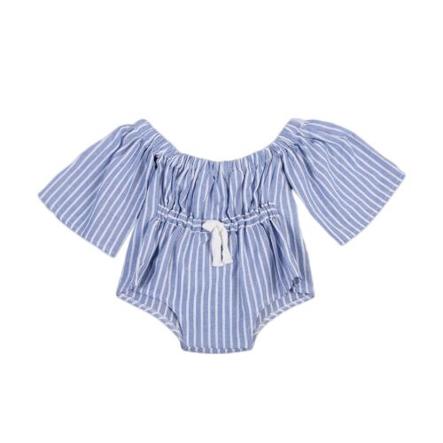 Newborn Kids Baby Girl Stripes Off Shoulder Romper