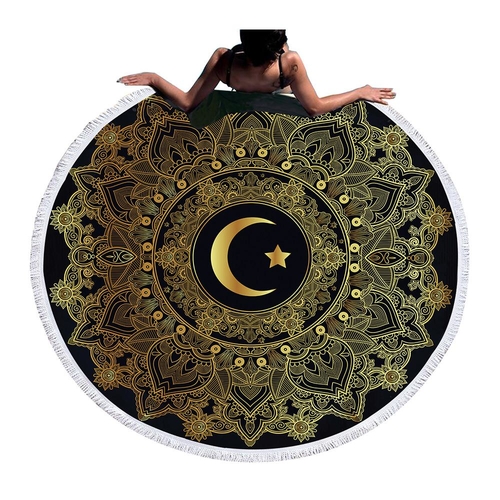 Mandala Round Beach Towel Large for Woman Moon