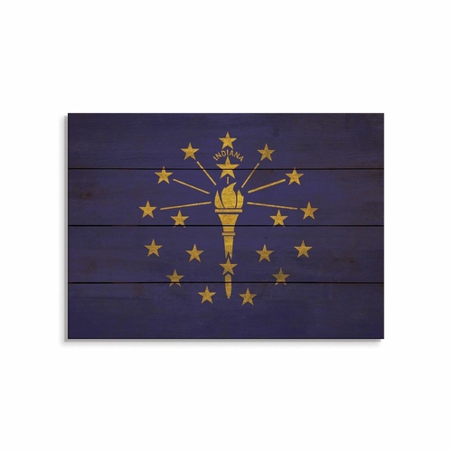 Wile E. Wood FLIN-2014 20 x 14 in. Indiana State Flag Wood Art