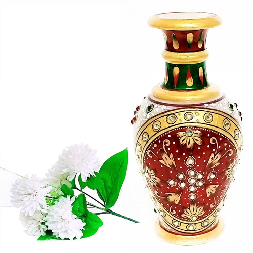 Marble Flower Pot Beautiful Gold Color Designer Showpiece Approx Size