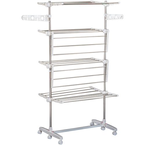 HOMCOM 4 Layers Folding Laundry Rack Stand Dryer Storage Towel Rack