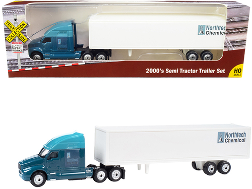 2000\'s Semi Tractor Trailer Truck Dark Blue and White \Northtech