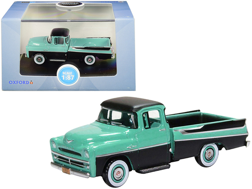1957 Dodge D100 Sweptside Pickup Truck Turquoise and Jewel Black 1/87