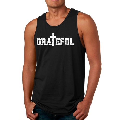 Mens Fitness Tank Top Graphic T-shirt Grateful Print