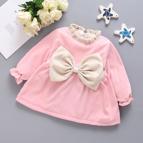 Baby Girl Princess Dress Thick Warm Bowknot Party