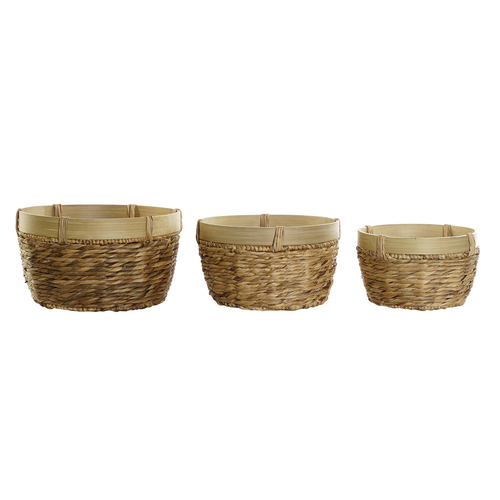 Basket set DKD Home Decor Bamboo Tropical Rushes (40 x 40 x 23 cm) (3