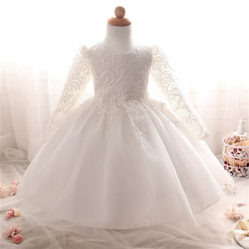 Baby Girl Long Sleeves Dress Newborn White Baptism