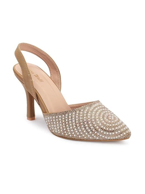 Retro Walk Women Pointed Toe Kitten Heels (Size-UK-8) (Color-TAN)