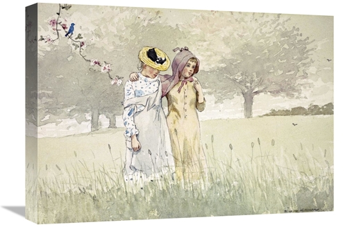 Global Gallery GCS-268123-22-142 22 in. Girls Strolling in an Orchard 