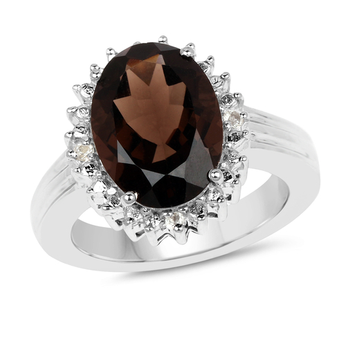 5.24 Carat Genuine Smoky Quartz & White Topaz .925 Sterling Silver