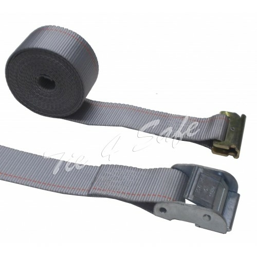 2 in. x 16 ft. Logistic Straps with Cam Buckle & E-Fittings - Grey&#44