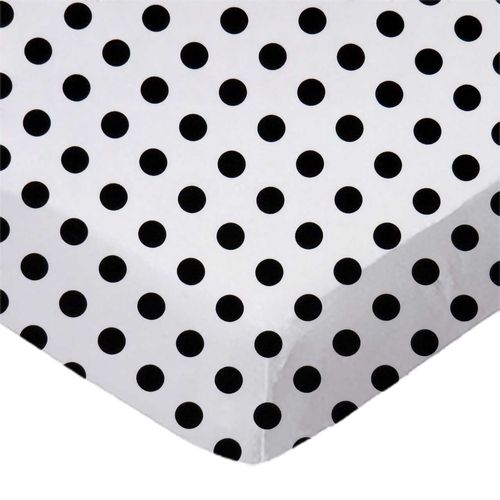 SheetWorld Fitted Cradle Sheet - 100% Cotton Woven - Black Polka Dots,
