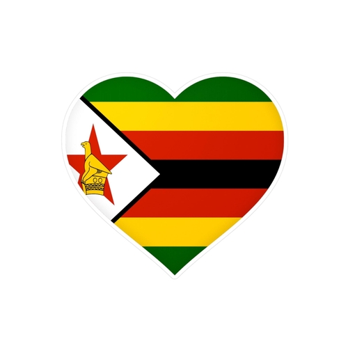 Autocollant en coeur Drapeau du Zimbabwe en plusieurs tailles