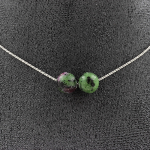 Epidote from Australia 8 mm 2 beads necklace