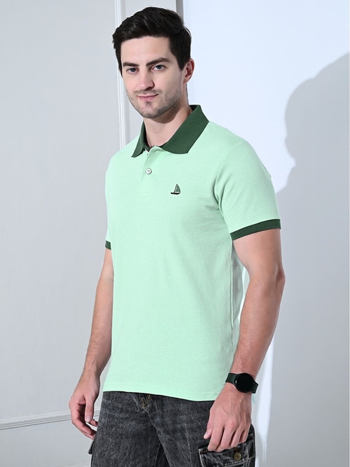 Men’s Polo T-Shirt with Contrast Ribbed Collar (Color Mint) (Size M)