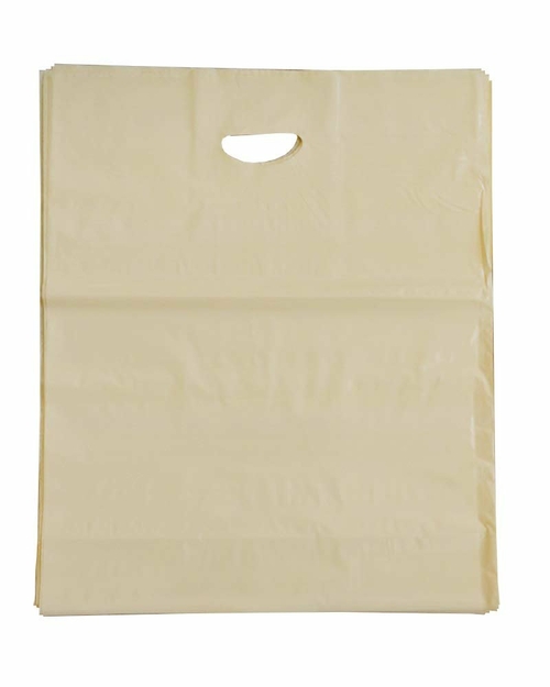 Pack of 500 Ivory Shopping Bags with Die Cut Handle 15 x 18 x 4