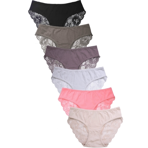 Sofra LP1441CK3-6PK-SM Womens Cotton Bikini Intimate Sets, Multi C