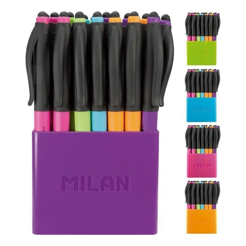 Set of Biros Milan P1 Stylus Colours 24 Pieces 1 mm (24 Pieces)