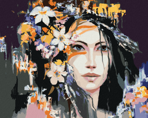 Paint by Numbers - WOMAN AND AN ABSTRACT FLOWER CROWN