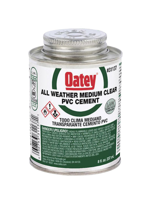 Oatey 4808440 8 oz Medium PVC All Weather Cement, Clear - Pack of 