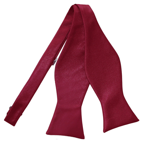 Plain Satin Self-Tie Bow Tie - Burgundy