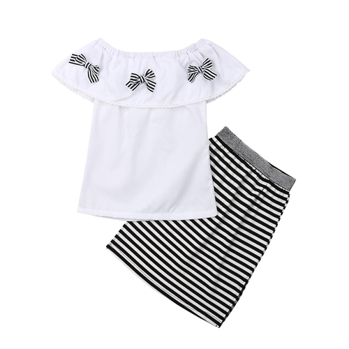 Casual Kids Baby Girls Tops T-shirt+Striped
