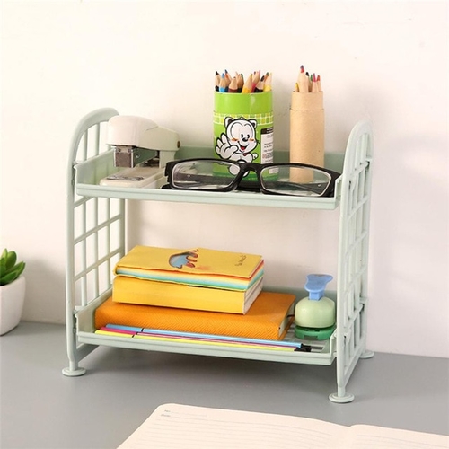 DIY Bunk Bed 2 Layer Desk Cosmetic Storage Rack