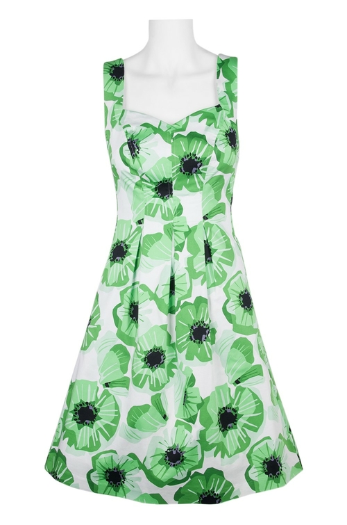 Nine West V-Neck Sleeveless Box Pleat Zipper Back Floral Print Cotton