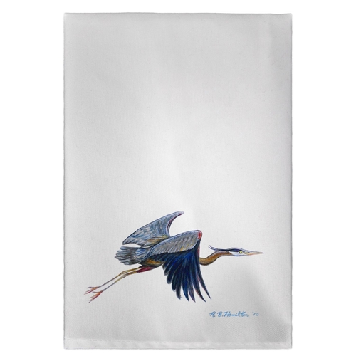 Betsy Drake GT327 Eddies Blue Heron Guest Towel - 20 x 20 in.