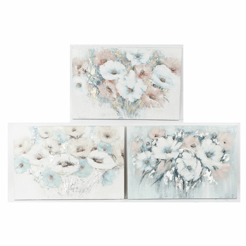 Painting DKD Home Decor 120 x 3,5 x 80 cm Flowers Shabby Chic (3