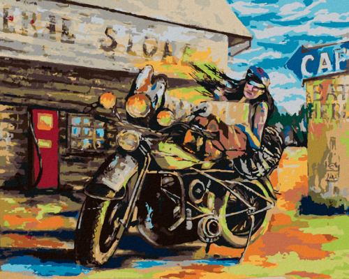 Paint by Numbers - WOMAN AND A MOTORBIKE