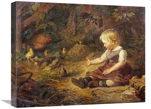 Global Gallery GCS-266589-22-142 22 in. Feeding the Chickens Art Print
