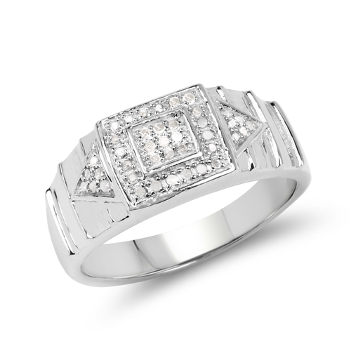 14K White Gold Plated 0.21 Carat Genuine White Diamond .925 Sterling