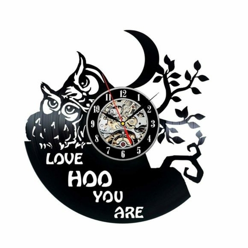 LITTLE OWLS HANDMADE VINYL RECORD WALL CLOCK