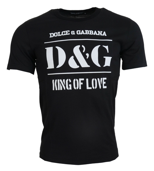 Spocket Dropship Dolce Gabbana Blue D G KING OF LOVE Cotton T shirt