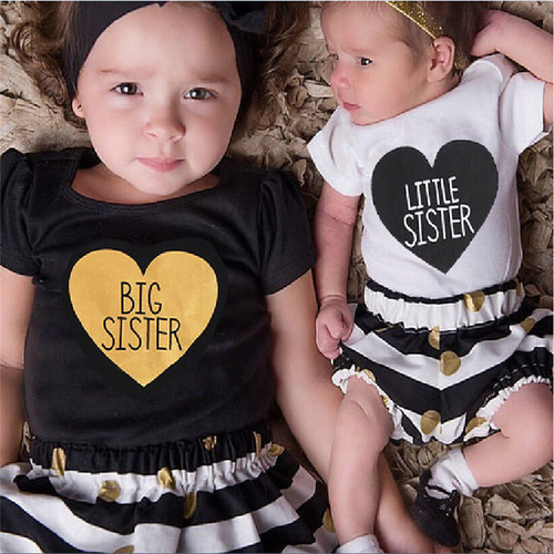 Newborn Baby Kids Sisters Letters Heart Matching