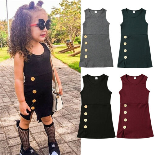 1 4Y Infant Baby Girl Knit Dress Clothes Solid