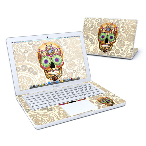 DecalGirl MB13-SUGSKLBONE Apple MacBook 13 in. Skin - Sugar Skull Bone