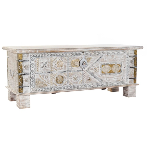 Chest DKD Home Decor White Metal Mango wood 116 x 40 x 45 cm