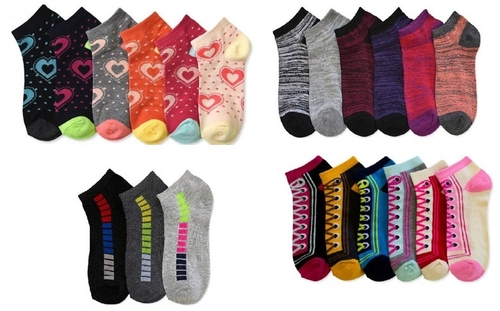 J. Ann Youth Assorted Spandex Socks, Size 6-8