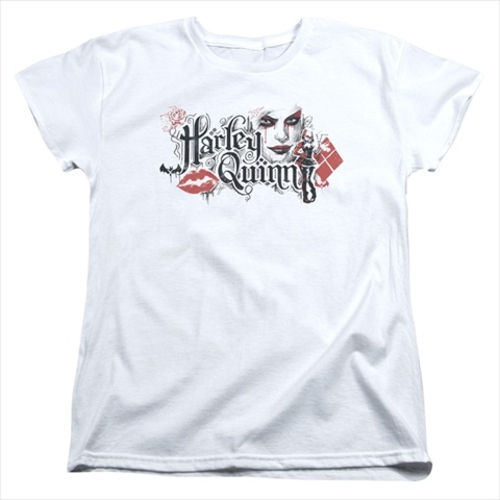 Batman Arkham Knight-Lips - Short Sleeve Womens Tee Tee, White - M