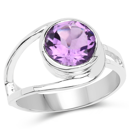 2.40 Carat Genuine Amethyst .925 Sterling Silver Ring