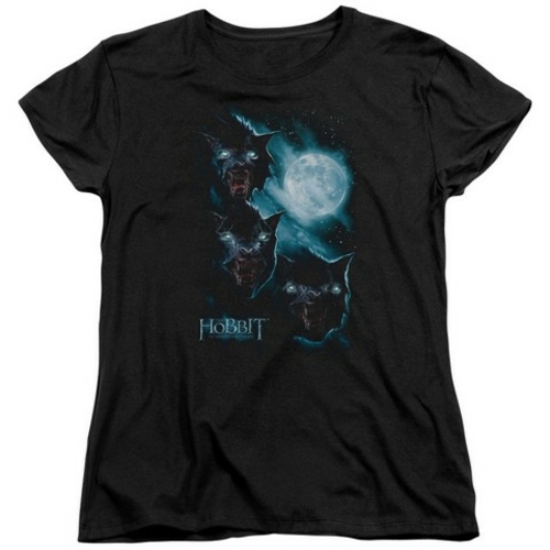 Trevco The Hobbit-Three Warg Moon Short Sleeve Womens Tee- Black - Sma