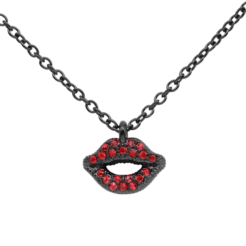 Daring Red & Black Lips Necklace 