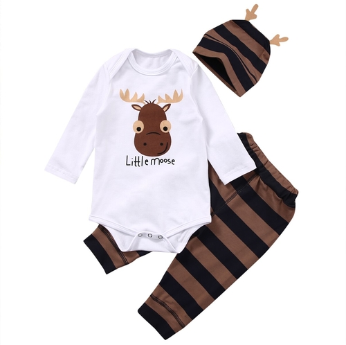 Christmas Moose 3PCS Newborn Baby Boys Girls